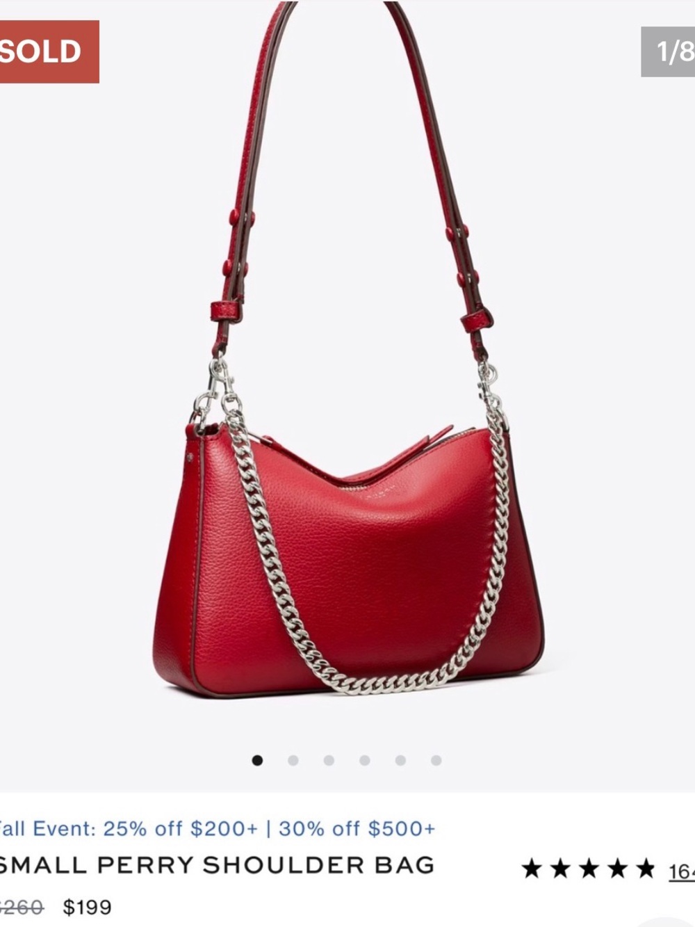 NWT Tory Burch Small Perry Shoulder Bag - Red Wine color with Silver Chain